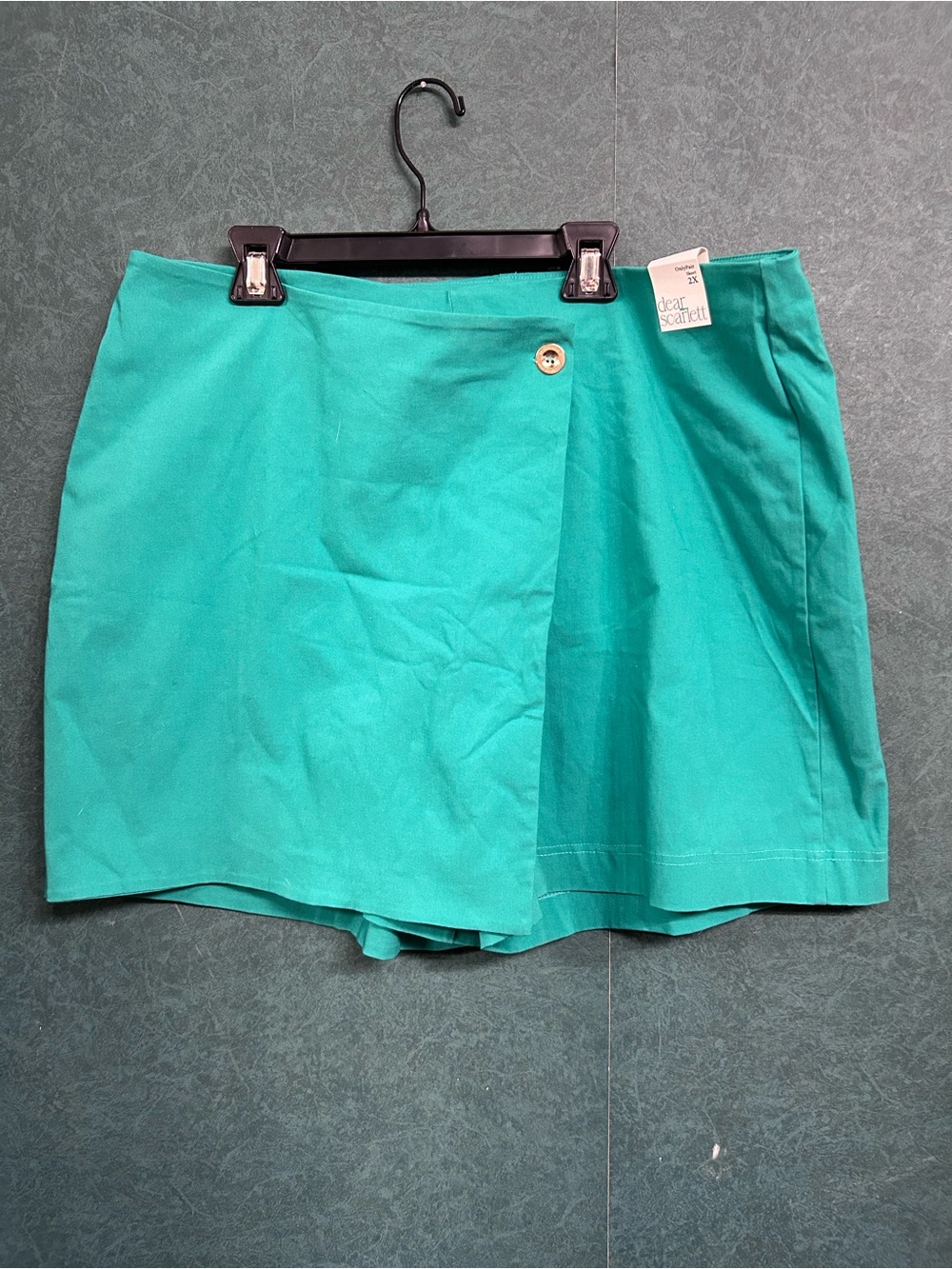 NWT Dead Scarlett 2X Teal Wrap Skort with Gold Button